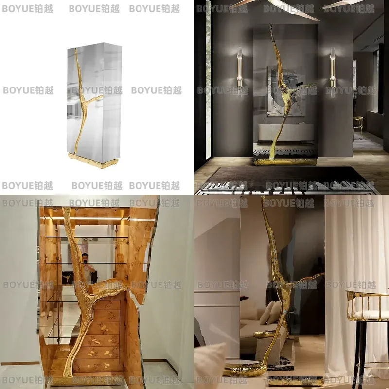 Luxury Mirror Crack Art Wine Cabinet Metal Sideboard for Villa Restaurant High End Furniture Storage Display Unit Modern