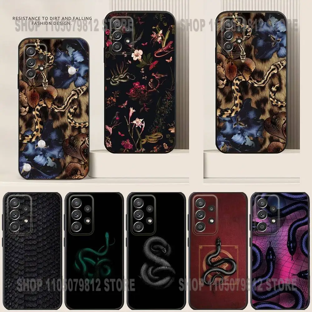 

Leopard and Snake Print Phone Case For Samsung S24,21,22,23,30,Ultra,20,Plus,Note,10,9,Black soft silicone case