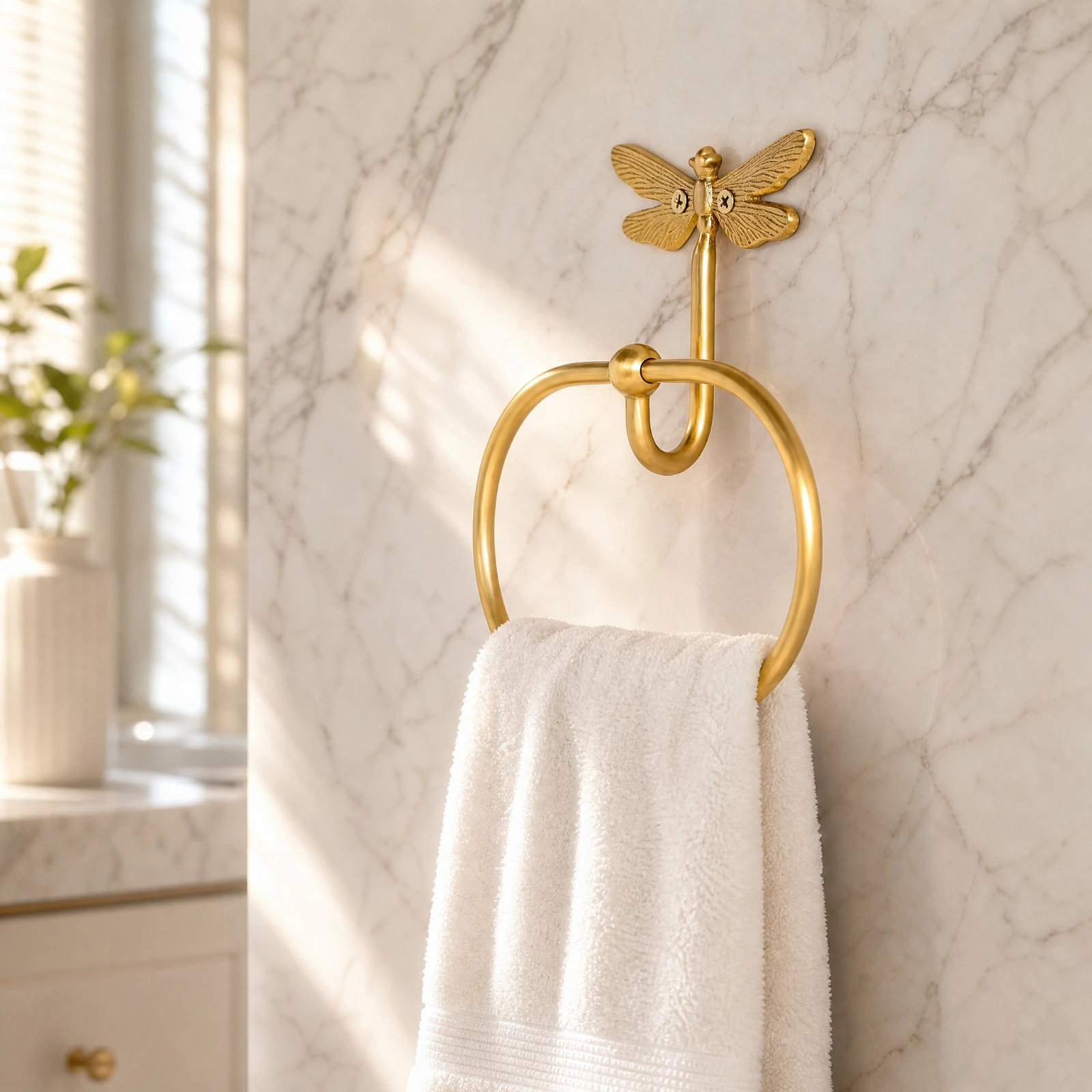 Wall Mounted Towel Loop Classic Dragonfly Towel Loop Nature-Inspired Long-Lasting for Powder Room