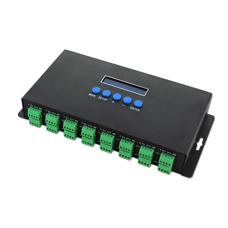 Art-Net Compatible Pixel Controller 16 SPI Outputs 3A/CH DC 5–24V for WS2812B SK6812 LED Strip Stage Lighting