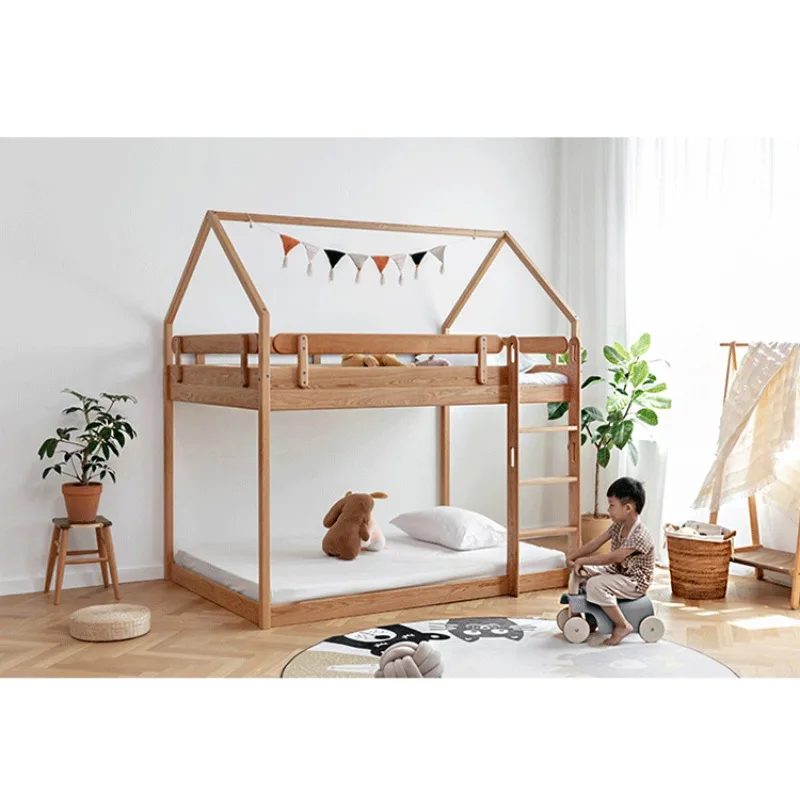 all solid wood high and low bed mother and child bed, modern simple upper and lower beds, two-layer beds, white oak bunk beds