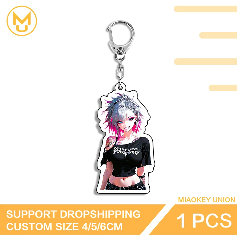 Goth Waifu Uncensored Keychain Transparent Fashionable Car Ring Door Handle Accessories Decorative Line Of Photo Wall Key Slot