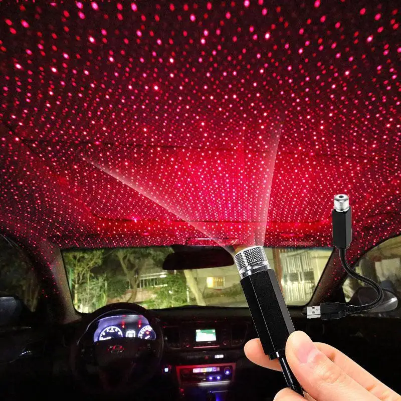 1pc Car Interior Decoration Ambient Light Car Starry Sky Top Ambient Light USB Car Light