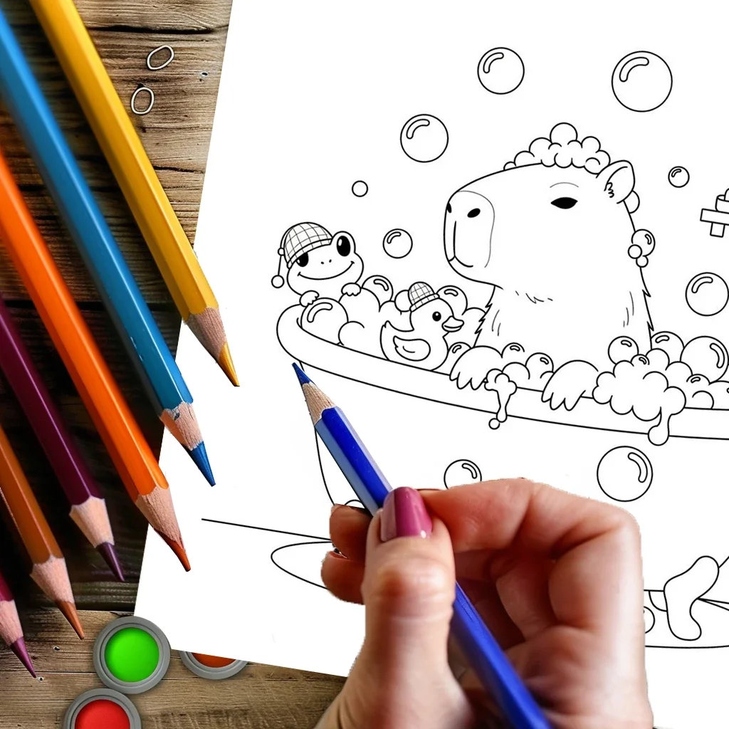 28 Pages CAPYCUTIES Coloring Book for Adult | Colouring Book for Stress Relief, Birthday Day Gift, Back to School Supplies