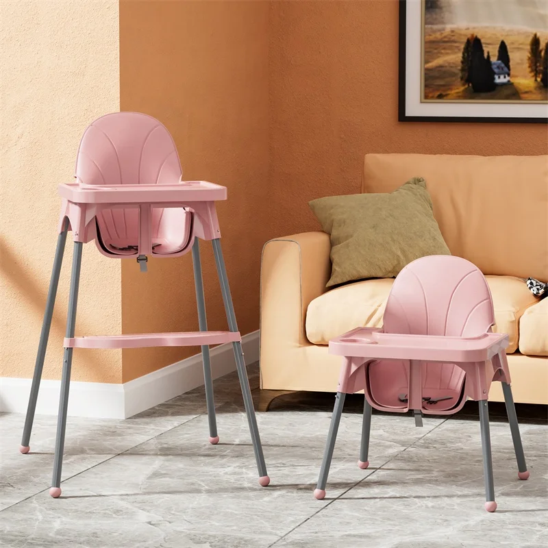 Simple dining chair Multifunctional baby food High chair Adjustable height Baby feeding chair Belt plate