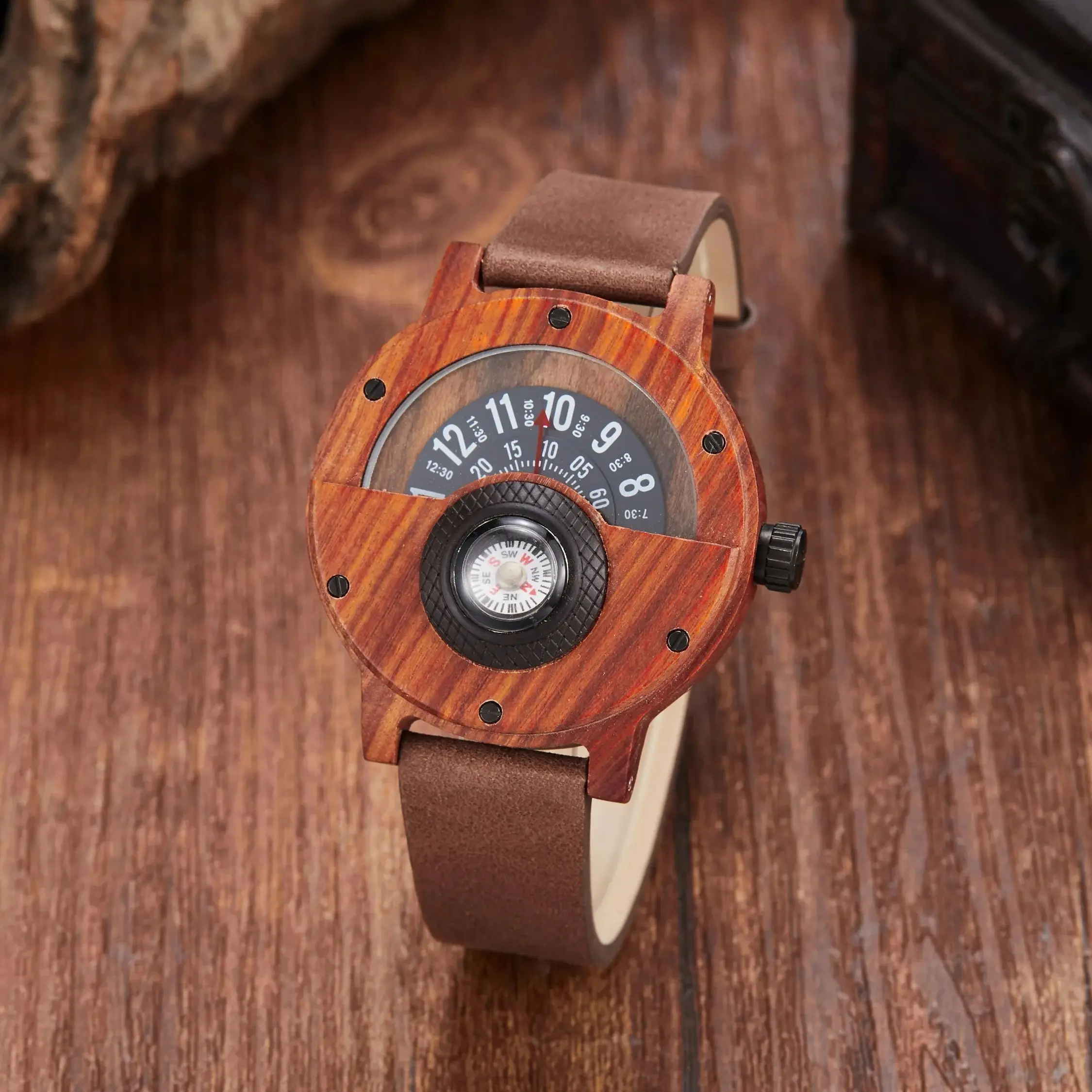 2025 Nuevo reloj de madera creativo personalizado, relojes de cuarzo para hombres, relojes para hombres, reloj masculino