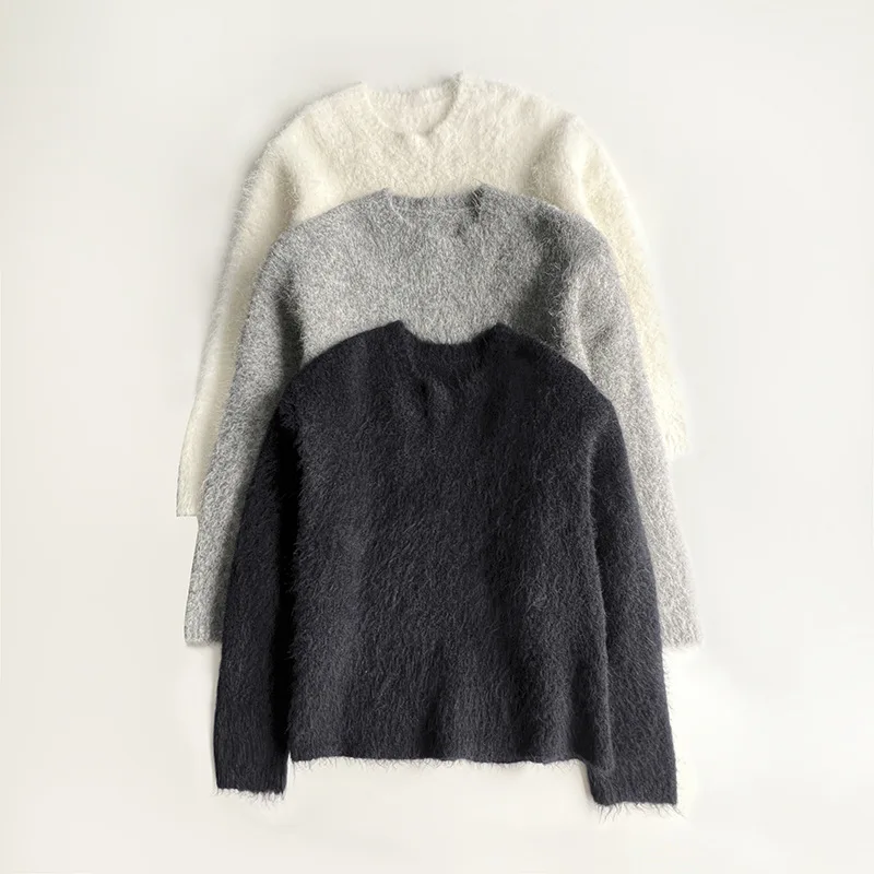 Alpaca Wool Sweater for Women, Top Tier, Furry Round Neck Knit Sweater, Heavyweight Keep Warm and Cozy