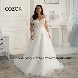 COZOK Strapless Plus Size Wedding Dresses for Women 2024 Summer A Line Bridal Gowns with Lace New Soft Tulle Vestidos De Novia