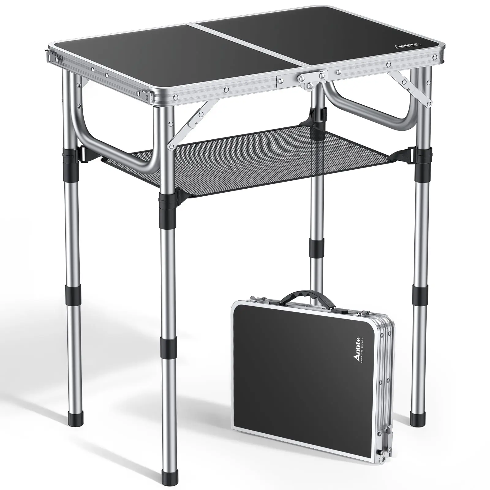 

Folding Camping Table, Aluminum Adjustable Height Small Folding Table with Carrying Handle,Lightweight, Portable Camping Table
