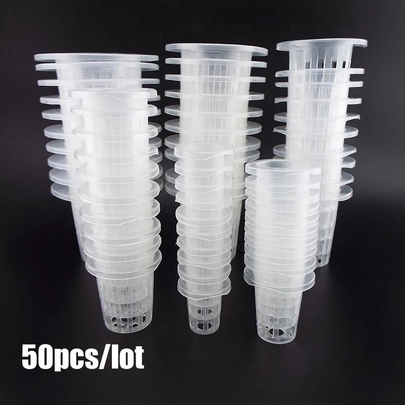 

50Pcs Plant Grow Pots Net Nursery Cup Hydroponic colonization Mesh plastic Basket holder vegetable Planting Soilless B4