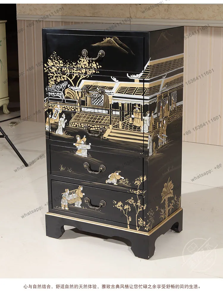 FG Modern Simple Chinese New Chinese Retro Black Painted Decorative Display Storage Cabinet