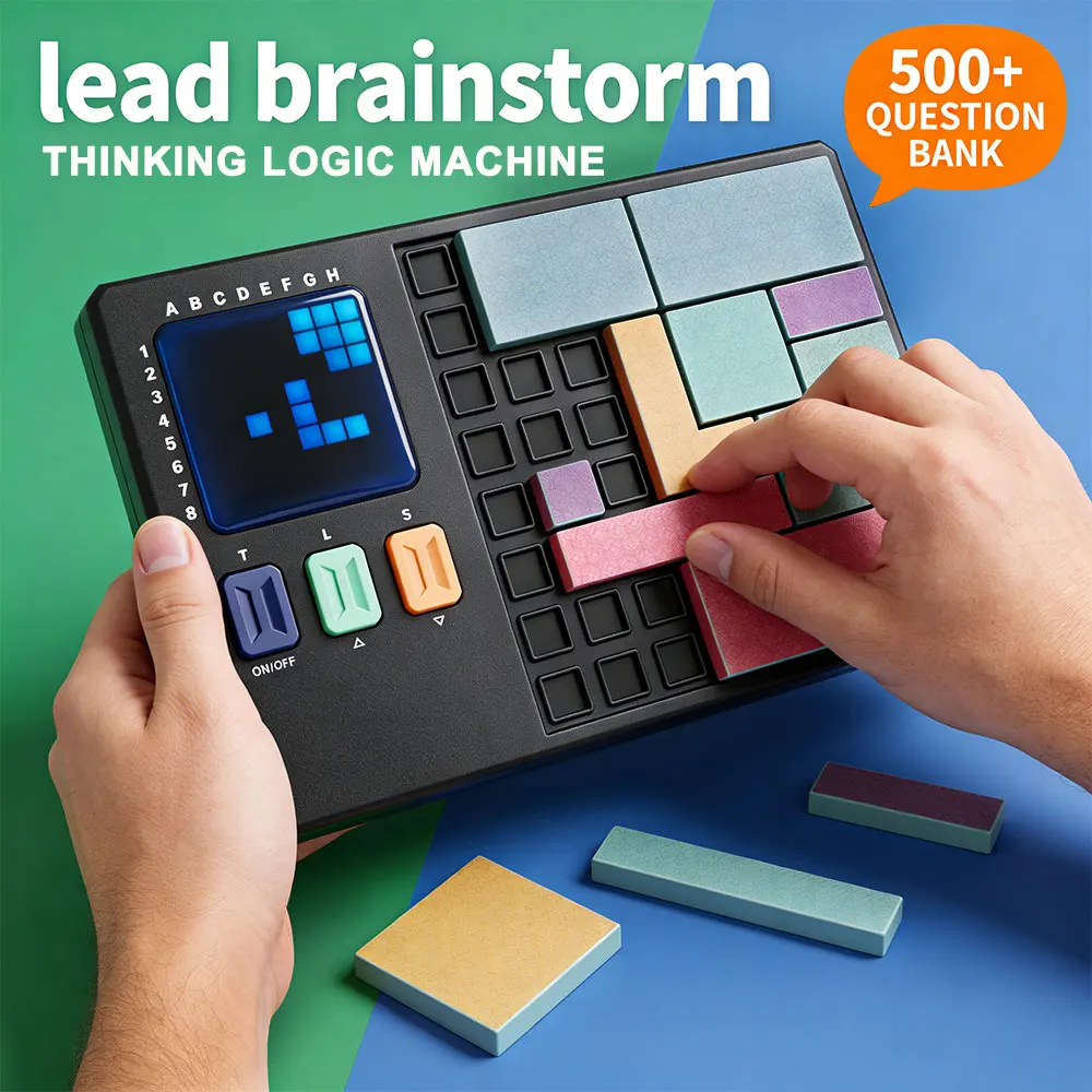 Electronic Logic Thinking Puzzle Toys Machine, Brain Training/ Adventure Game/ Teaching Mode, Jigsaw Puzzle Board Game for Kids