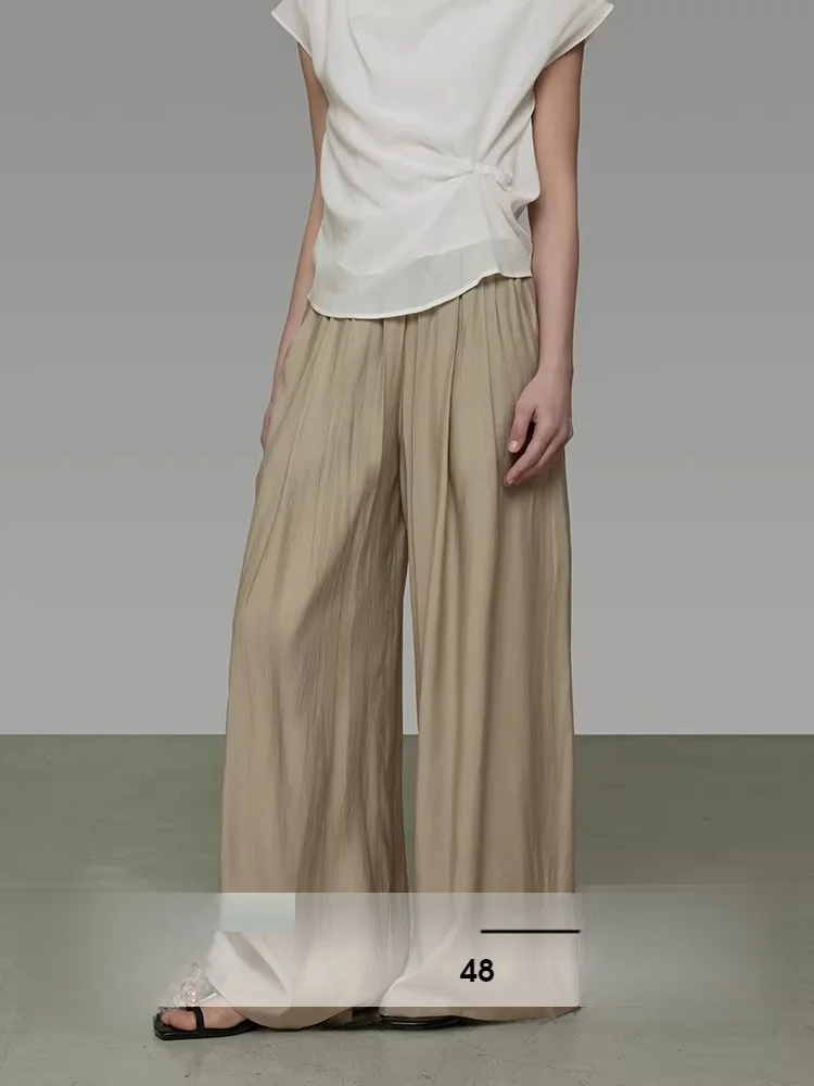 

Широкие брюки женские летние, новые, свободные, стройнящие, драпирующиеся, повседневные, длинные, с 3D-плиссировкой, с высокой талией, на резинке, для работы и отдыха