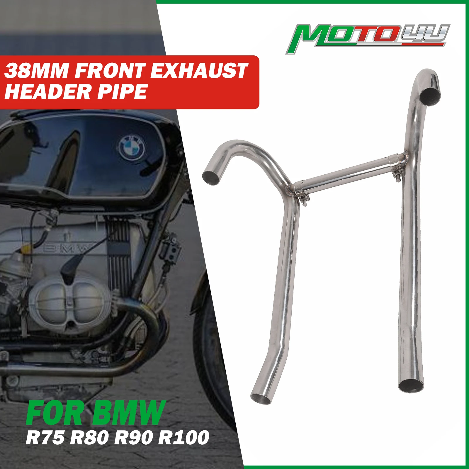 

Cafe Racer For BMW R75 R80 R90 R100 38mm Stainless Steel Front exhaust header Set Motorcycle Muffler Pipe Collector Manifold