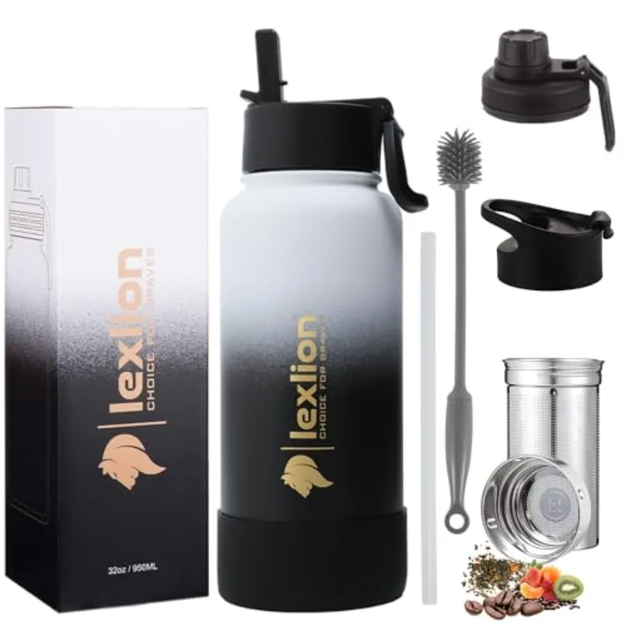 

Tea Infuser Water Bottle 32 Oz Triple Wall Insulated Stainless Steel Loose Leaf Fruit Strainer for Daily Hydration Travel Offic