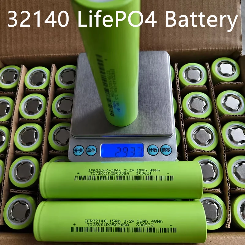 32140 Lifepo4 Battery 3.2V15Ah Rechargeable Lithium Iron Phosphate Cell for DIY12V 24V 36V 48V Solar Energy Storage Battery Pack