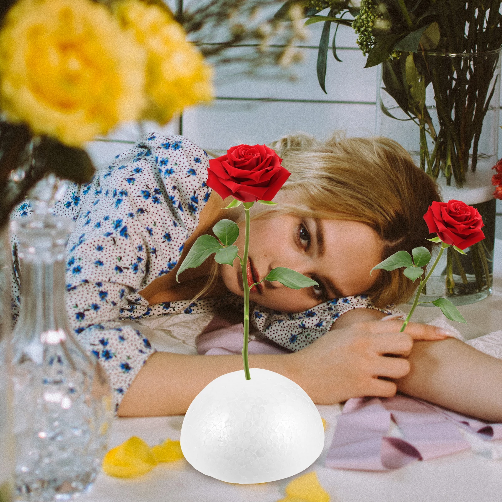 

20pcs Half Ball Foam Bouquet Holder For Flowers Wedding Bridal Diy Craft Flower Arrangement Supplies Bouquet Holder For