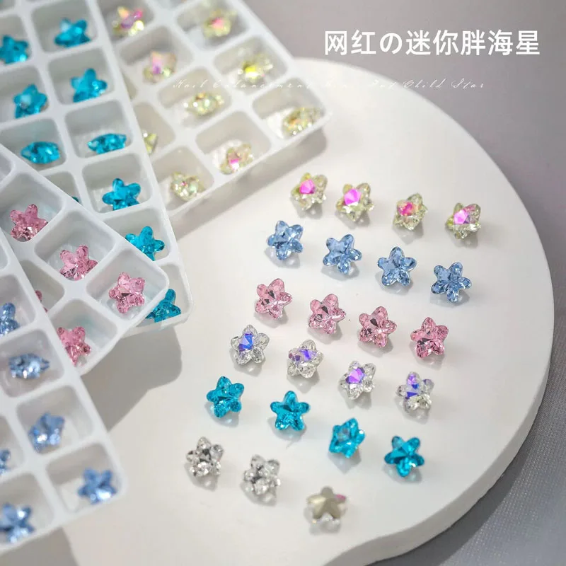 10pcs Nail Rhinestones Crystal Mini Starfish Nail Accessories 6mm Shiny Star Rhinestone Nails Decoration Diamond