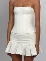Kawaii White Mini Skirts Women Summer 2025 Japanese Y2k Fashion Ruched Skirts Vintage Kawaii Pencil Skirt With Shorts Low Rise