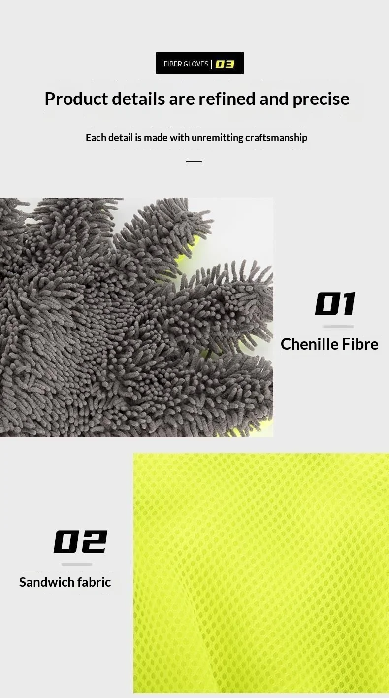 Sherwin Plüsch-Fünf-Finger-Autowaschhandschuhe Plüsch-Autoreinigungsschwamm Radnabenreinigung Dickes Plüschmaterial Beschädigt Nicht – Detail 8