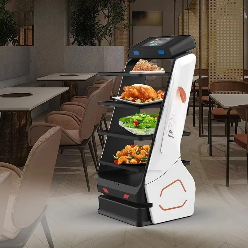 Garçom de robô de entrega de alimentos inteligente artificial para restaurante