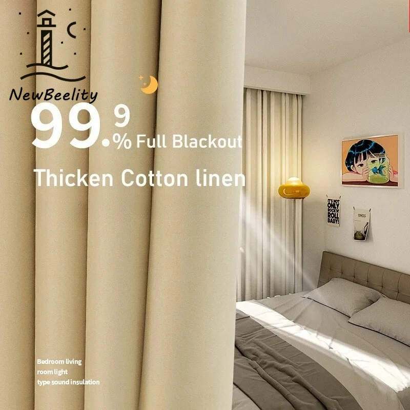Full Blackout Curtains for Living Room Light Luxury Modern Simplicity Heat Insulation Sun Protection Bedroom Dining Custom Size