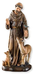 27cmH Saint Francis with Animals Figurine