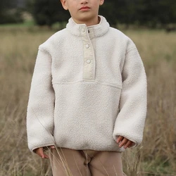 Children's Lamb Fleece Sweatshirt Casual Autumn Winter New Boys And Girls Outdoor Lapel Thickened Warm Pullover Hoodies