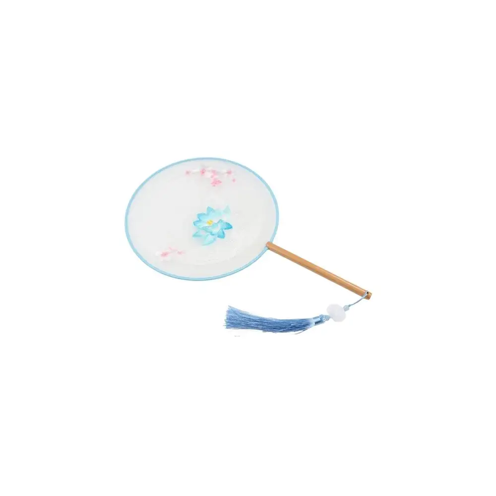 Vintage Chinese Style Chinese Style Fan with Pendant Tassels Embroidery Fan Handheld Translucent Silk Fan Chinese Wedding
