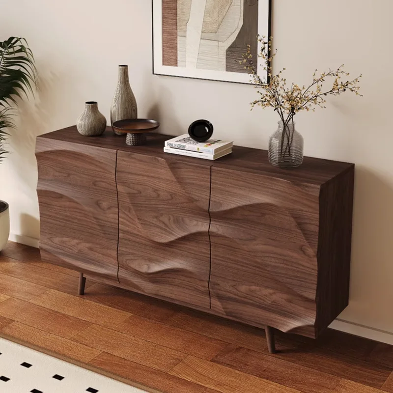 

Antique Style Solid Walnut Wood Sideboard Modern Retro New Middle Storage Cabinet For Home Furniture Living Room Hallway Cabinet