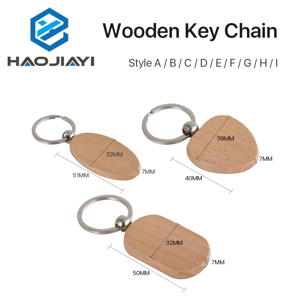 5pcs Co2 Engraving Marking Material Solid Wooden Key Chain DIY Gift Material for DIY Machine Co2 Engraving Machine