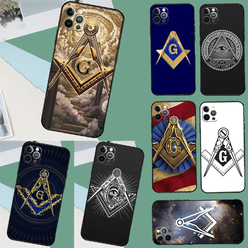 Freemasonry Logo Symbol Case For iPhone 15 14 11 12 13 Pro Max Mini X XS Max XR SE 2022 2020 7 8 Plus Cover Shell