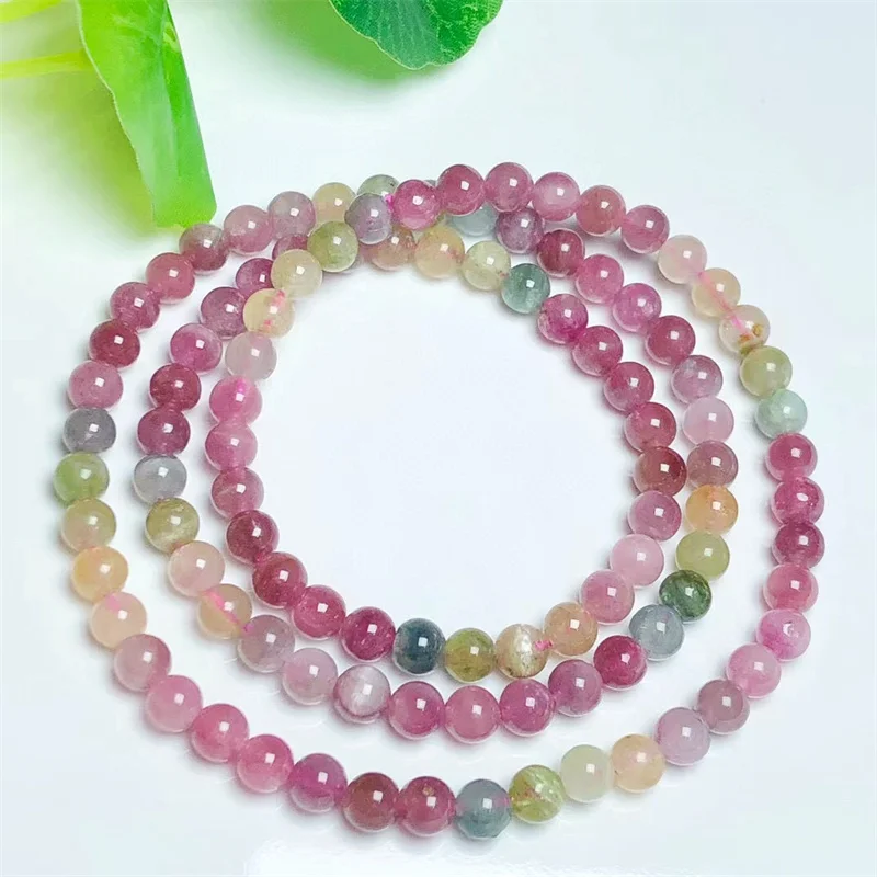 

Natural Tourmaline Multiple Circles Bracelet Healing Fashion Reiki Crystal Fengshui Jewelry Birthday Gift 1pcs 5mm