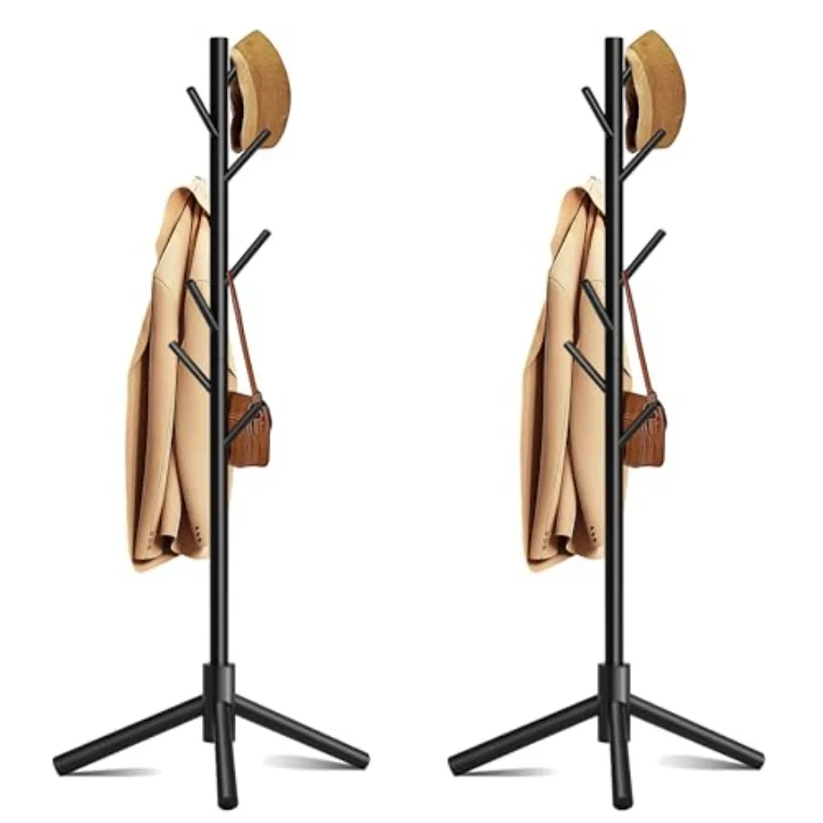 

Вешалка для одежды напольная с 8 крючками, 3 регулируемыми уровнями высоты, для одежды, шляп, сумок, легко собирается, для прихожей