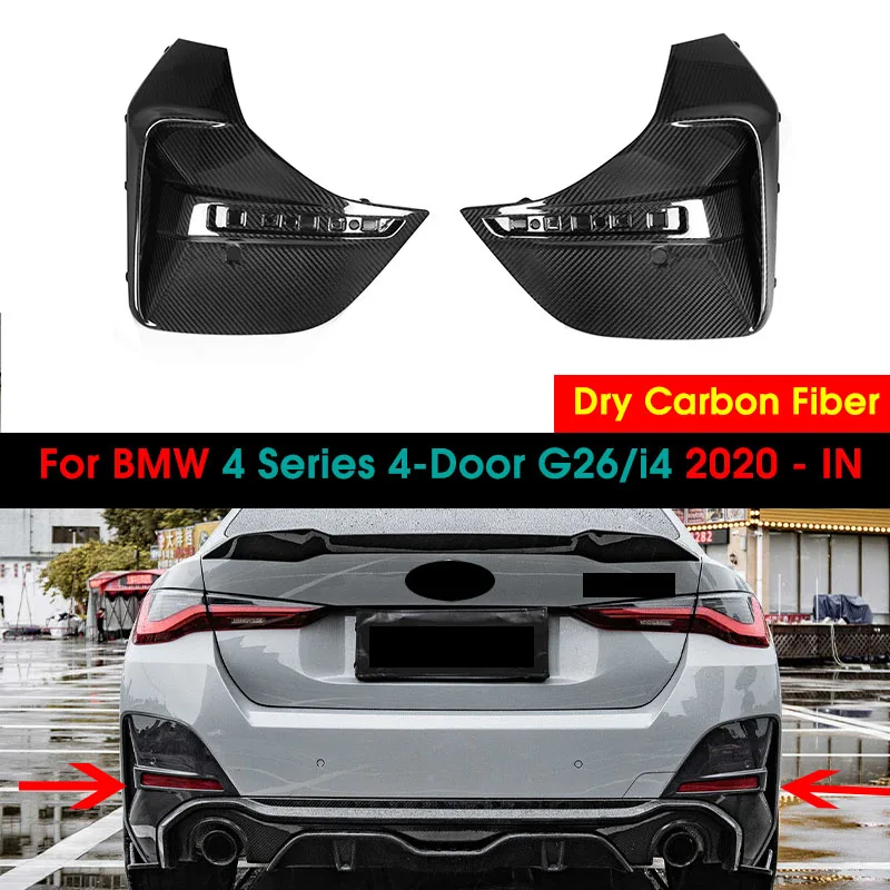 

Dry Carbon Fiber Rear Bumper Splitter Fog Light Cover Air Vent Trim Side Intake Frame For BMW 4 Series 4-Door G26/i4 2020-IN