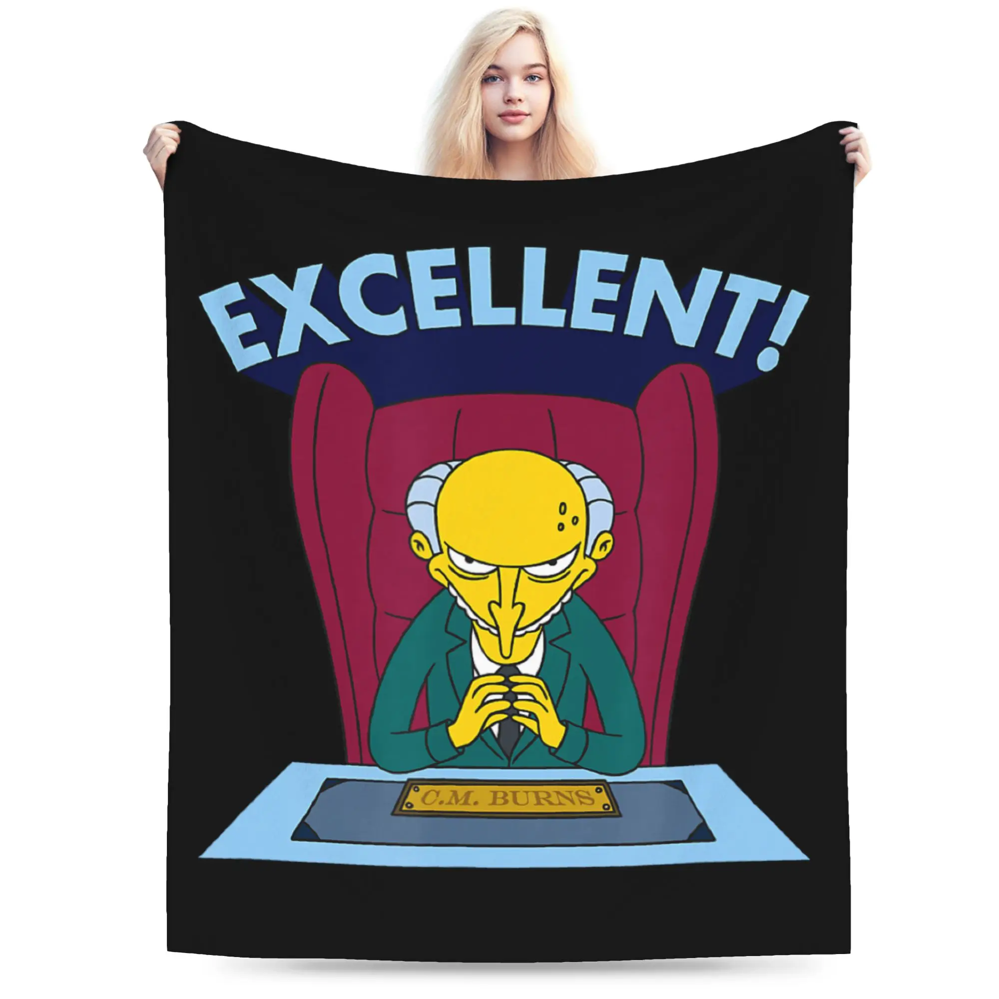 The Simpson Mr. Burns Excellent Blanket Coral Fleece Plush Printed  Ultra-Soft Throw Blanket for Sofa Bedroom Bedspreads