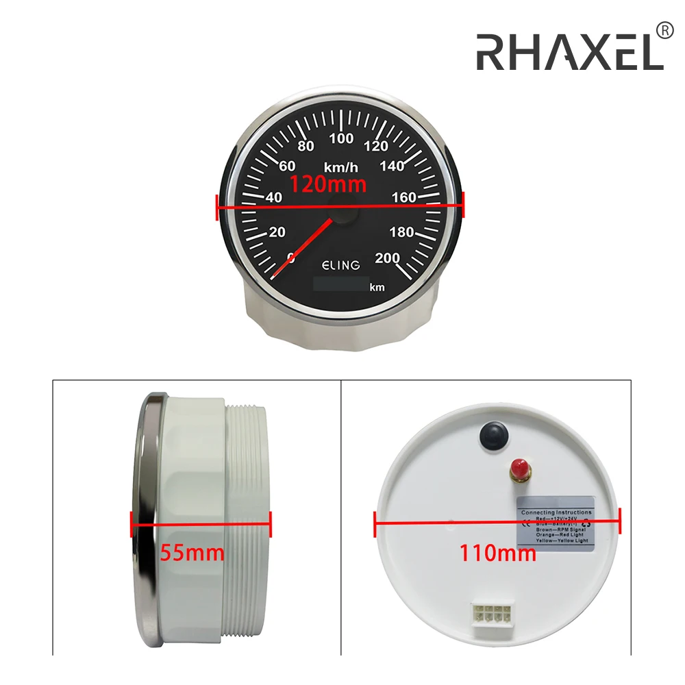 RHAXEL 2 Gauge kit 110mm Speedometer GPS 200km/h 4in1 Fuel Level Water Temp. 100-250℉ Oil Pressure Voltmeter 12V for Car