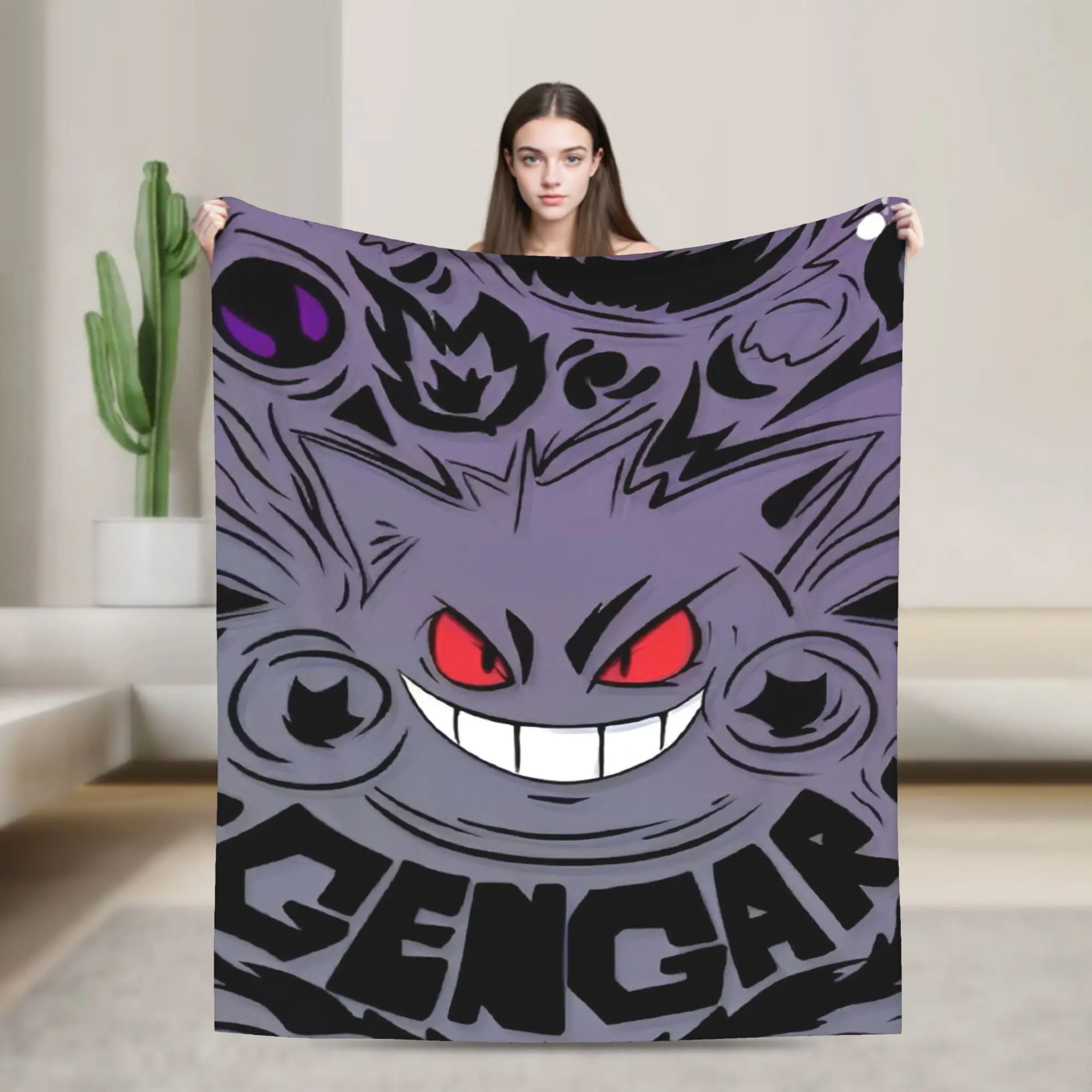 

Gengar Multi-Form Flannel Blanket Pokemoned Super Soft Bedding Throws for Bedroom Office Comfortable Bedspread Sofa Bed Cover