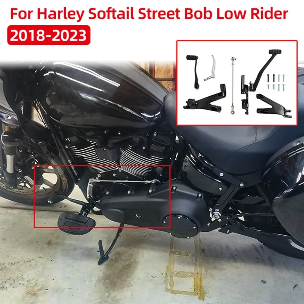 Motorcycle Front Footpegs Forward Controls Complete Linkages Levers For Harley Softail Street Bob Low Rider FXLR FXBB FXST 18-23
