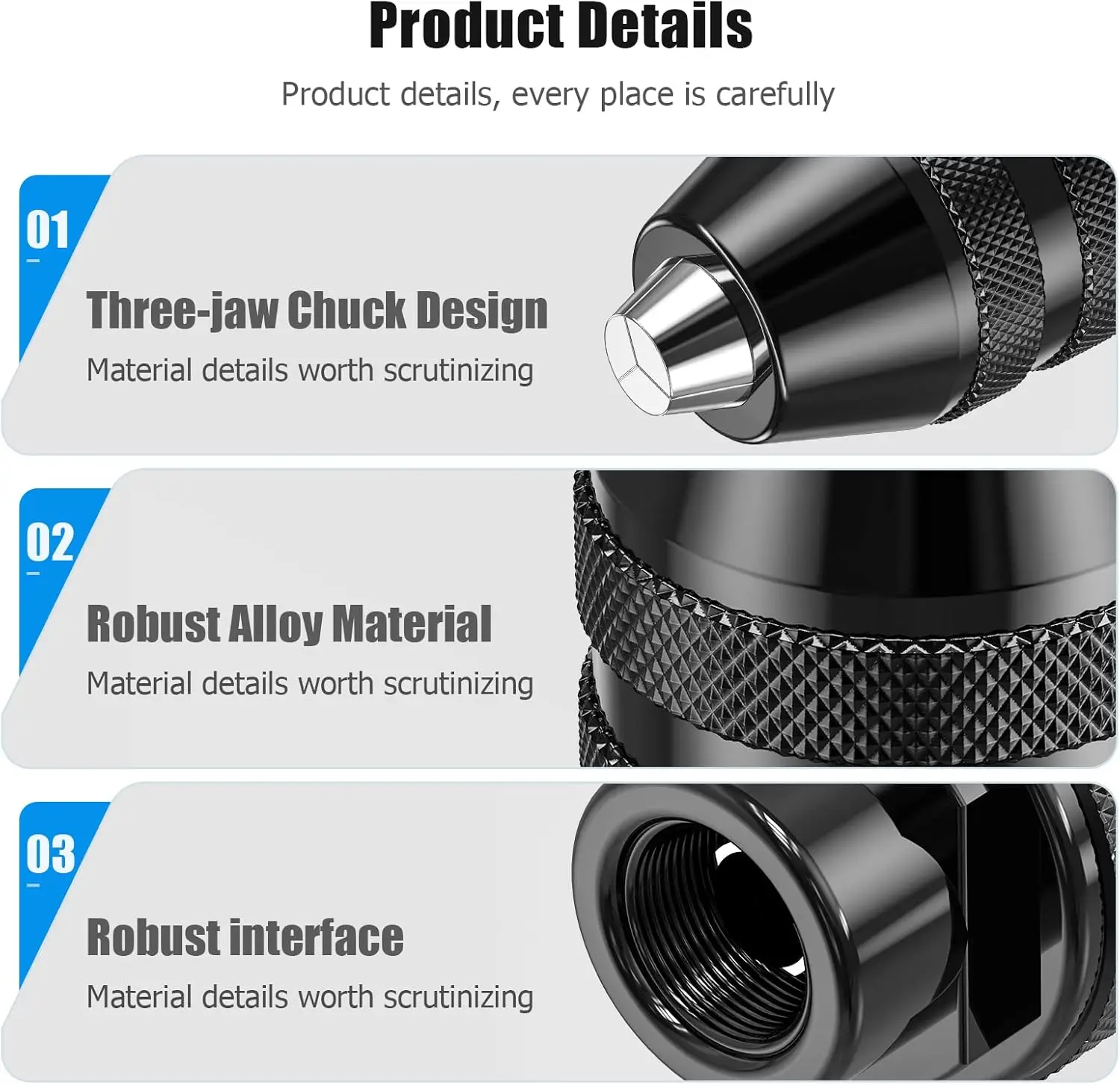 4486 Keyless Three-Jaw Drill Chuck 1/32-1/8 Replacement Adapter for Dremel 4000 3000 8200 Rotary Power Tool Accessories - view 3