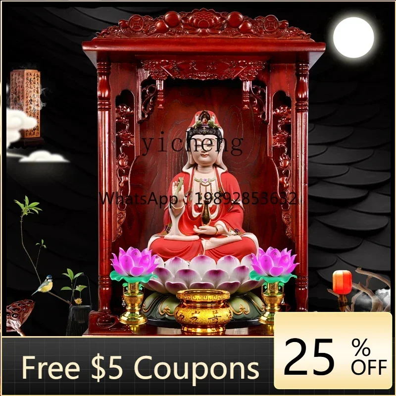 LYY   Small Buddha Shrine Kitchen Incense Fire Table Buddha Statue Enshrine Household God of Wealth Cabinet