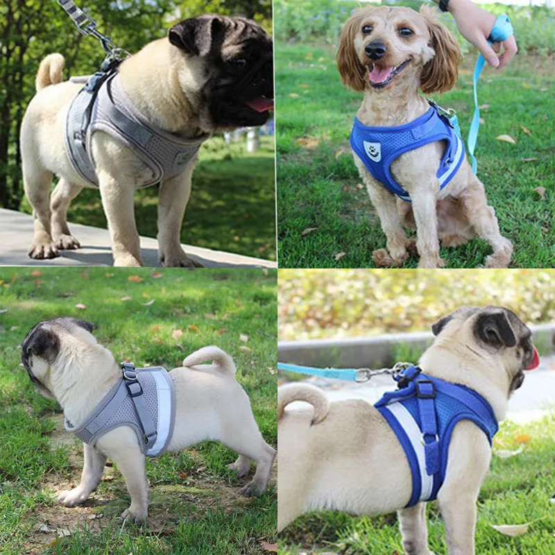 Dog Vest Harness Leash Adjustable Mesh Vest Dog Harness Collar Chest Strap Leash Harnesses With Traction Rope