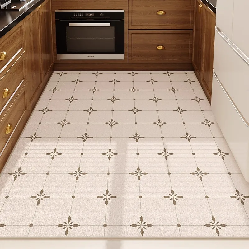 

Kitchen PVC Leather Floor Mat Simple Grid Pattern Rug Anti-slip Waterproof Carpet Oilproof Nonslip Home Decor Balcony Rug 러그