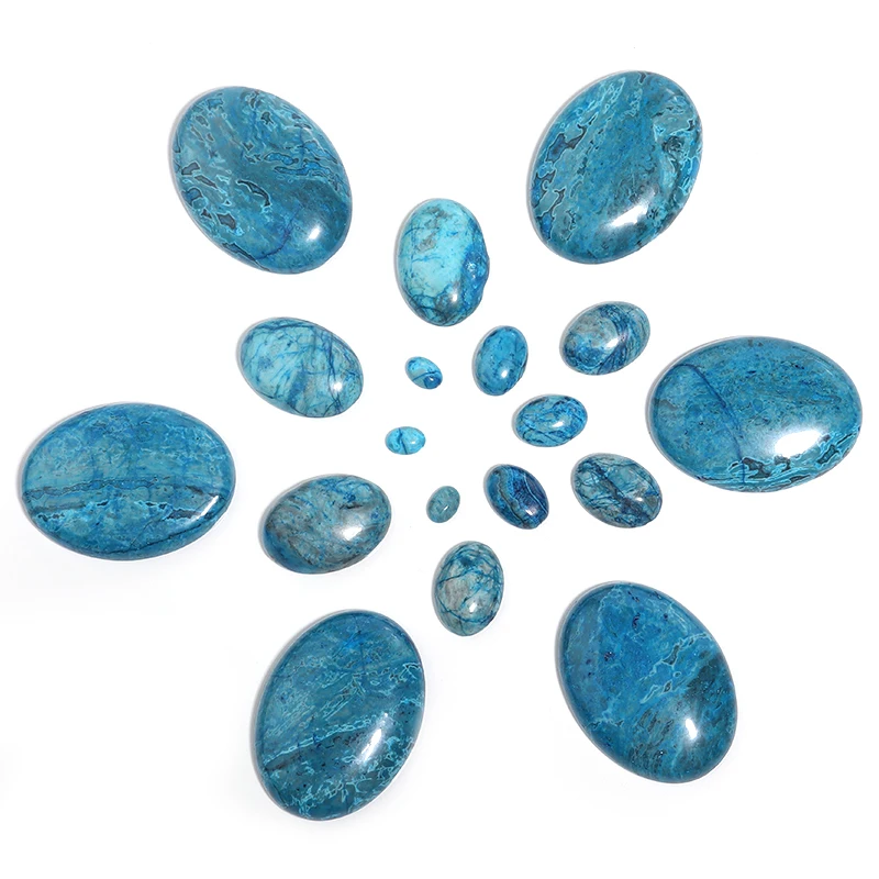 2-10pcs/lot Natural Stone Cabochon Oval Flatback Blue Ripple Cabochon For Diy Ring Bracelet Earring Jewelry Making Finding