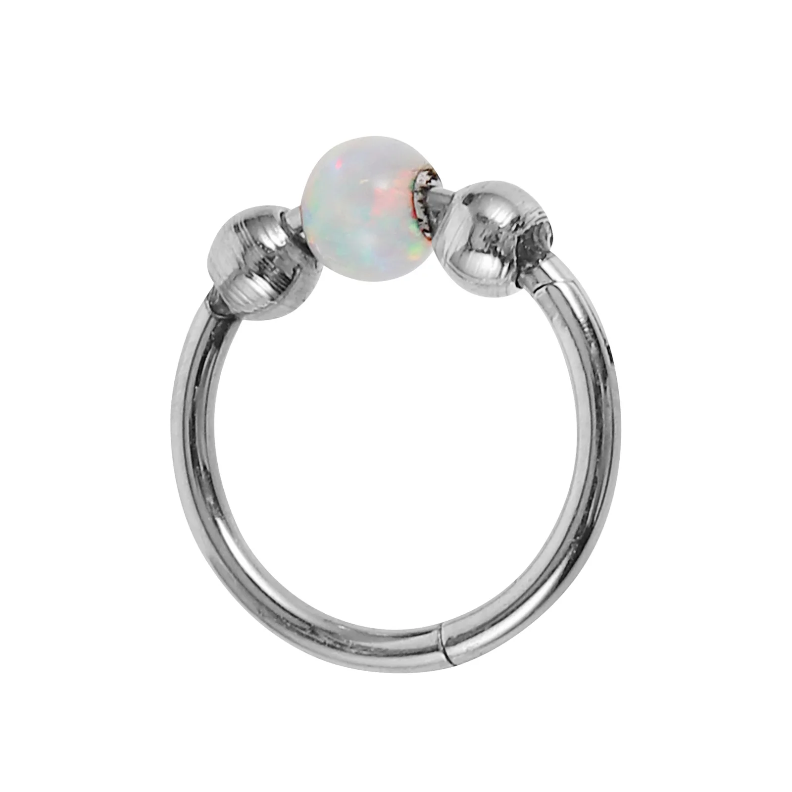 

1 Piece Opal Ball Nose Ring Stainless Steel Hinged Design for Easy Wear Stylish Body Jewelry for Women Daily Use Piercing Stud