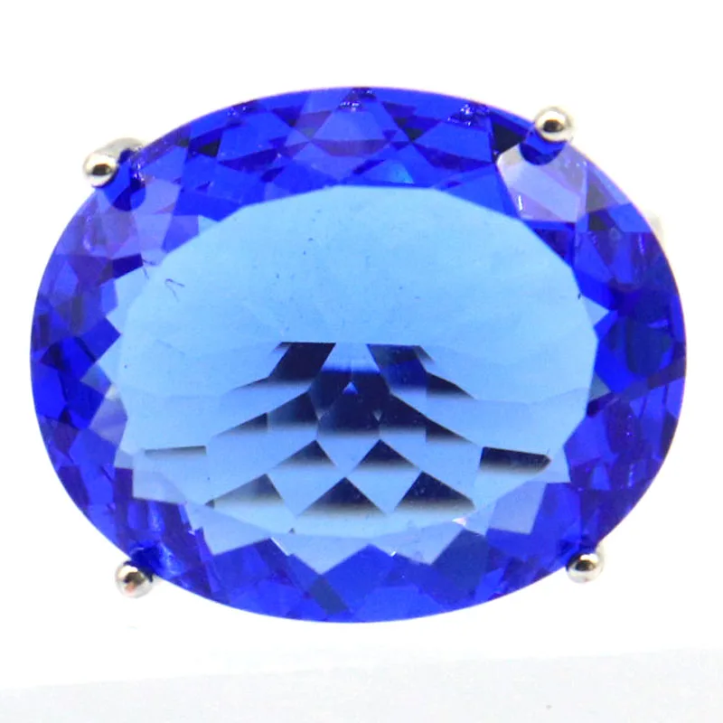 Buy 4 Get 1 Free 22x18mm SheCrown Fire Rainbow Mystic Topaz Violet Tanzanite Mens Gift Silver Rings