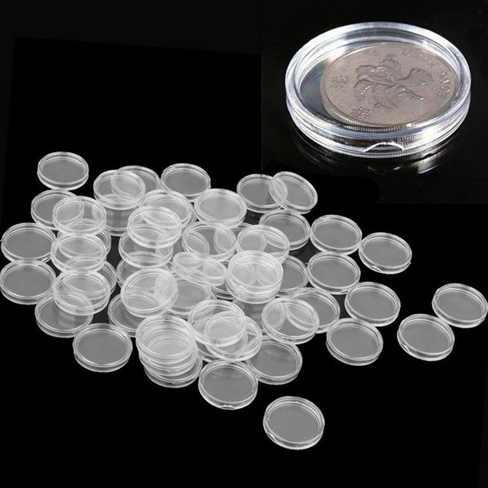 

50PCS Durable Acrylic Coin Holder Storage Box Coin Collection Organizer Case Transparent Display