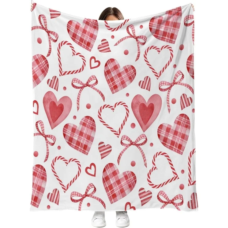 Love Script Red Heart Line Art Print Throw Blanket, Minimalist Romantic Home Throw for Couch Bed