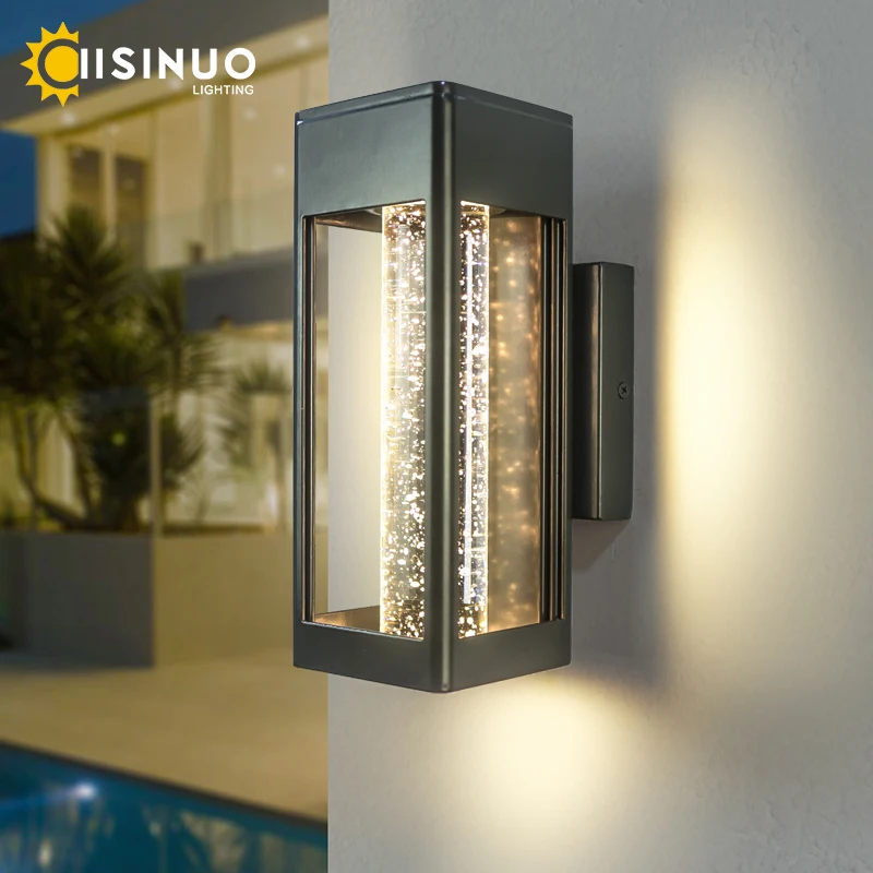 Imagem -03 - Lâmpada de Parede ao ar Livre 11w Led Integrado Luz Exterior Luminária Parede Cristal Bolha Vidro Ip65 Arandela Jardim Luz para Entrada