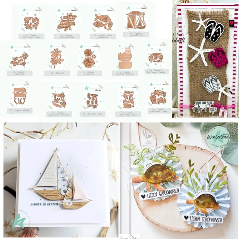 قذيفة السمك المرجان شجرة التفاح شاطئ عطلة البحر مقطورة ساندبورغ قطع المعادن يموت ختم سكرابوكينغ مذكرات الديكور النقش #1